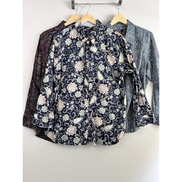 Lot of 3 Chaps Multicolor Paisley Print LS Cotton No Iron Button Up Shirt - 1X - Picture 4 of 11